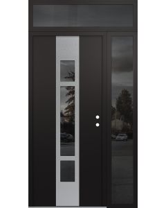 DIAMOND A9 48" X 96" BLACK/BLACK MIRRORED GLASS PANEL STAINLESS STEEL LHI WITH SIDELITE AND TRANSOM MIRRORED GLASS