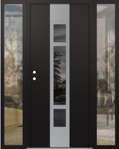 DIAMOND A9 68" X 80" BLACK/BLACK MIRRORED GLASS PANEL STAINLESS STEEL RHI WITH 2 SIDELITES CLEAR GLASS