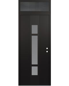 DIAMOND A9 36" X 96" BLACK/WHITE FROSTED GLASS PANEL BLACK LHI WITH TRANSOM MIRRORED GLASS