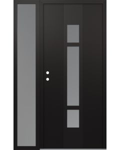 DIAMOND A9 50" X 80" BLACK/WHITE FROSTED GLASS PANEL BLACK RHI WITH SIDELITE FROSTED GLASS