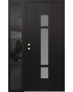 DIAMOND A9 50" X 80" BLACK/WHITE FROSTED GLASS PANEL BLACK RHI WITH SIDELITE MIRRORED GLASS