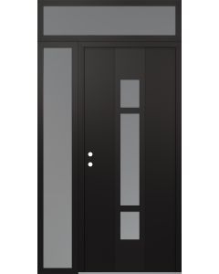 DIAMOND A9 48" X 96" BLACK/WHITE FROSTED GLASS PANEL BLACK RHI WITH SIDELITE AND TRANSOM FROSTED GLASS