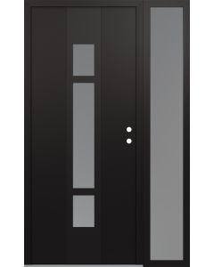 DIAMOND A9 50" X 80" BLACK/WHITE FROSTED GLASS PANEL BLACK LHI WITH SIDELITE FROSTED GLASS