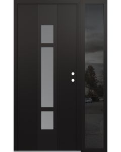 DIAMOND A9 50" X 80" BLACK/WHITE FROSTED GLASS PANEL BLACK LHI WITH SIDELITE MIRRORED GLASS