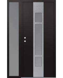 DIAMOND A9 50" X 80" BLACK/WHITE FROSTED GLASS PANEL STAINLESS STEEL RHI WITH SIDELITE FROSTED GLASS