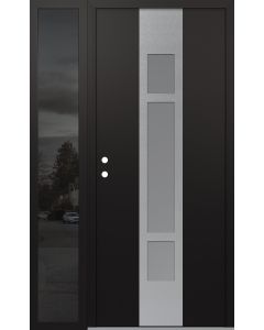DIAMOND A9 50" X 80" BLACK/WHITE FROSTED GLASS PANEL STAINLESS STEEL RHI WITH SIDELITE MIRRORED GLASS