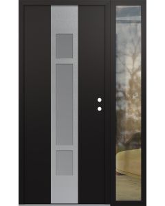 DIAMOND A9 52" X 80" BLACK/WHITE FROSTED GLASS PANEL STAINLESS STEEL LHI WITH SIDELITE CLEAR GLASS