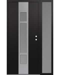 DIAMOND A9 50" X 80" BLACK/WHITE FROSTED GLASS PANEL STAINLESS STEEL LHI WITH SIDELITE FROSTED GLASS