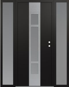 DIAMOND A9 60" X 80" BLACK/WHITE FROSTED GLASS PANEL STAINLESS STEEL LHI WITH 2 SIDELITES FROSTED GLASS