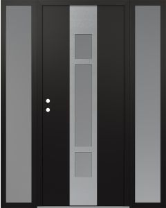 DIAMOND A9 60" X 80" BLACK/WHITE FROSTED GLASS PANEL STAINLESS STEEL RHI WITH 2 SIDELITES FROSTED GLASS