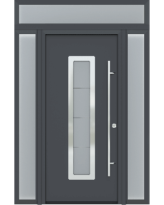 MODERN FRONT STEEL DOOR ARGOS ANTRACIT/WHITE 61 1/16" X 95 11/16" LHI + SIDELITE LEFT/RIGHT + TRANSOM
