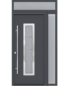 MODERN FRONT STEEL DOOR ARGOS ANTRACIT/WHITE 49 1/4" X 95 11/16" RHI + SIDELITE RIGHT/TRANSOM