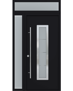 MODERN FRONT STEEL DOOR ARGOS BLACK/WHITE 49 1/4" X 95 11/16" RHI + SIDELITE LEFT/TRANSOM