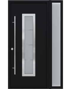 MODERN FRONT STEEL DOOR ARGOS BLACK/WHITE 49 1/4" X 81 11/16" RHI + SIDELITE RIGHT