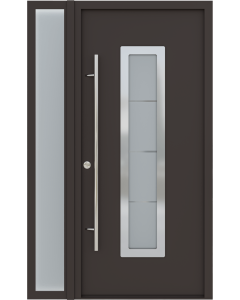 MODERN FRONT STEEL DOOR ARGOS BROWN/WHITE 49 1/4" X 81 11/16" RHI + SIDELITE LEFT