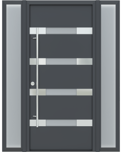 MODERN FRONT STEEL DOOR AURA ANTRACIT/WHITE 61 1/16" X 81 11/16" RHI + SIDELITE LEFT/RIGHT