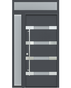 MODERN FRONT STEEL DOOR AURA ANTRACIT/WHITE 49 1/4" X 95 11/16" RHI + SIDELITE LEFT/TRANSOM