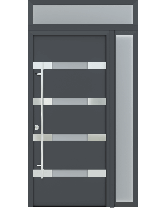 MODERN FRONT STEEL DOOR AURA BLACK/WHITE 49 1/4" X 95 11/16" RHI + SIDEITE RIGHT/TRANSOM