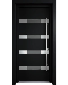 MODERN FRONT STEEL DOOR AURA BLACK/WHITE 37 7/16" X 81 11/16" LHI + HARDWARE