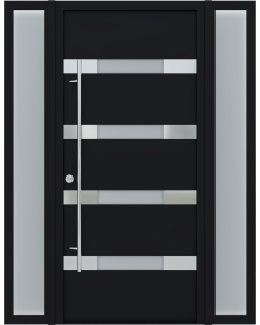 MODERN FRONT STEEL DOOR AURA BLACK/WHITE 61 1/16" X 81 11/16" RHI + SIDEITE LEFT/RIGHT