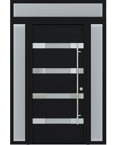 MODERN FRONT STEEL DOOR AURA BLACK/WHITE 61 1/16" X 95 11/16" LHI + SIDELITE LEFT/RIGHT + TRANSOM