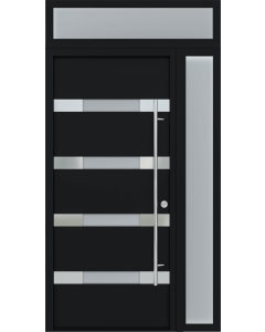 MODERN FRONT STEEL DOOR AURA BLACK/WHITE 49 1/4" X 95 11/16" LHI + SIDELITE RIGHT/TRANSOM