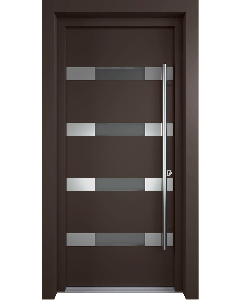 MODERN FRONT STEEL DOOR AURA BROWN/WHITE 37 7/16" X 81 11/16" LHI + HARDWARE