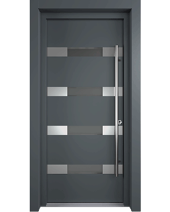 MODERN FRONT STEEL DOOR AURA ANTRACIT/WHITE 37 7/16" X 81 11/16" LHI + HARDWARE