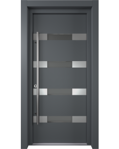 MODERN FRONT STEEL DOOR AURA ANTRACIT/WHITE 37 7/16" X 81 11/16" RHI + HARDWARE