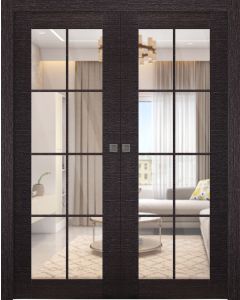 Avanti 8 Lite Clear Vetro Black Apricot Double pocket doors