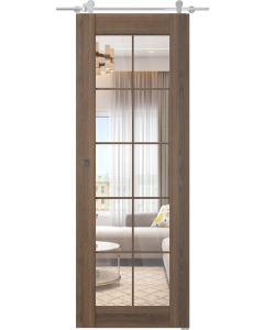Avon 10 Lite Clear Pecan Nutwood Barn doors