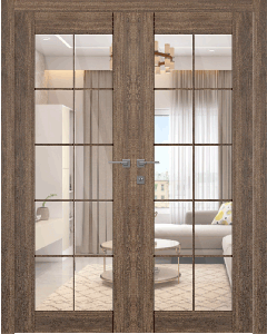 Avon 10 Lite Clear Pecan Nutwood Double doors