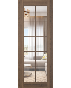 DOOR SLAB AVON 10 LITE CLEAR PECAN NUTWOOD 24" X 80" X 1 3/4" TEMPERED CLEAR GLASS