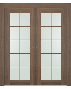 Avon 10 Lite Vetro Pecan Nutwood Double pocket doors