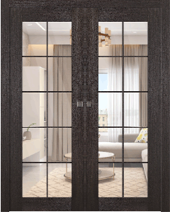 Avon 10 Lite Clear Veralinga Oak Double pocket doors