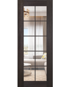 DOOR SLAB AVON 10 LITE CLEAR VERALINGA OAK 24" X 80" X 1 3/4" TEMPERED CLEAR GLASS