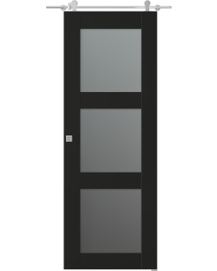Avon 3 Lite Vetro Black Matte Barn doors