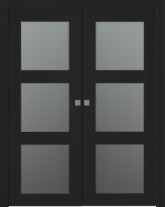 Avon 3 Lite Vetro Black Matte Double pocket doors