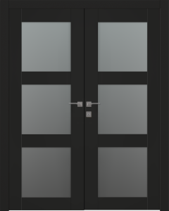 Avon 3 Lite Vetro Black Matte Double doors