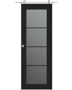 Avon 4 Lite Vetro Black Matte Barn doors