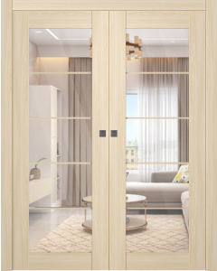 Avon 5 Lite Clear Vetro Loire Ash Double pocket doors