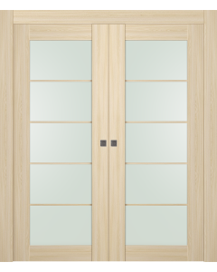 Avon 5 Lite Vetro Loire Ash Double pocket doors
