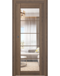 Avon 5 Lite Clear Vetro Pecan Nutwood Pocket doors