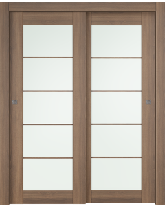 Avon 5 Lite Vetro Pecan Nutwood Bypass doors