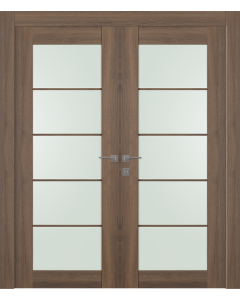 Avon 5 Lite Vetro Pecan Nutwood Double doors