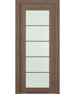 Avon 5 Lite Vetro Pecan Nutwood Pocket doors