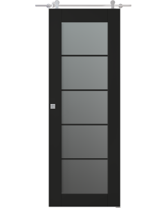 Avon 5 Lite Vetro Black Matte Barn doors