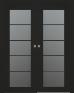 Avon 5 Lite Vetro Black Matte Double pocket doors