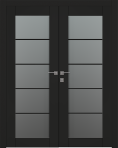 Avon 5 Lite Vetro Black Matte Double doors