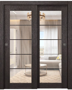 Avon 5 Lite Clear Vetro Veralinga Oak Bypass doors